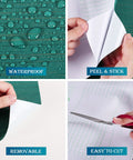 Teal Green Grasscloth Peel And Stick Wallpaper Roll 15.8x240 Inches Self Adhesive Removable Durable Thick Vinyl Waterproof Easy Cut