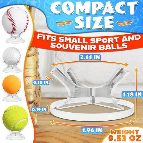 Clear Baseball Holder Stand 1.96 Inch Acrylic Display Stand For Baseballs Softballs Golf Balls Tennis Balls And Small Collectible Balls Perfect Desk Shelf Decor