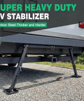 Heavy Duty RV Stabilizer That Fixes Rocking And Wobble Easy Install Steady Your Camper On Any Surface Adjustable 18.5 To 28 Inch Height With 10 Levels Universal RV Trailer Camper Stabilizer Accessory shown installed