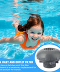 Child swimming in pool with Go-To Pool Inlet Strainer Kit Replacement For Intex And Coleman Above Ground Pools With One And A Half Inch Fittings