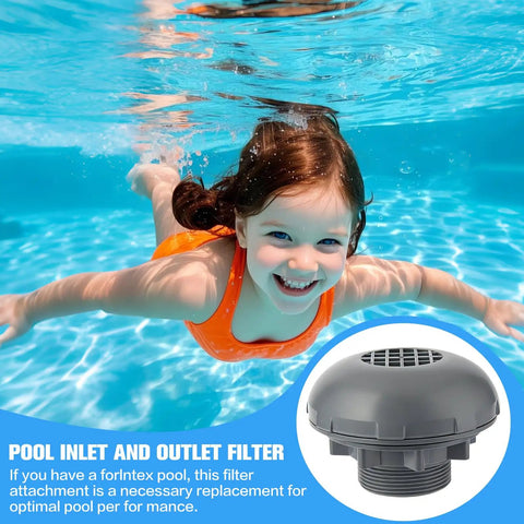 Child swimming in pool with Go-To Pool Inlet Strainer Kit Replacement For Intex And Coleman Above Ground Pools With One And A Half Inch Fittings