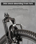 Front fork of 26 Inch Mountain Bike With Sturdy Aluminum And Steel Frame 21 Speed Front And Rear V Brakes Lockout Suspension Fork