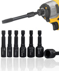 8 Piece M4 To M16 Screw Tap Socket Set With One Quarter Inch Hex Shank Quick Change Machine Tap Holder For Impact Driver Includes Thread Taps Adapters Pro Grade Built For Heavy Duty Projects displayed with impact driver