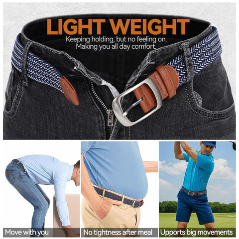 Braided Stretch Belt For Men And Women No Hole Adjustable Multicolored Woven Belt Elastic Golf Style Jean Belt For Everyday Wear