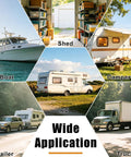 Heavy Duty 4 Inch RV Door Holder 304 Stainless Steel Camper Door Stop With Mounting Hardware displayed in various settings like RV, trailer, and shed.