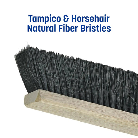 Close-up of Tampico & Horsehair bristles on a 24 Inch Heavy Hitter Commercial Floor Sweep Head for fine dust cleaning.