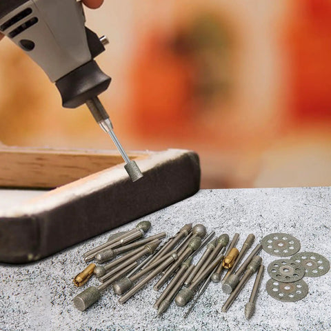 Stone Carving Set Diamond Burr Bits For Rotary Tool Kit 34 Piece Includes Diamond Burr Bits Cutting Discs And Drill Bits