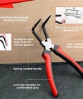 Pro Grade Internal Master Cylinder Snap Ring Pliers Long Reach 90 Degree Bent Nose For Installing And Removing Retaining Rings
