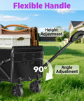 Foldable Wagon Cart With 280 Lbs Capacity, Lightweight And Easy To Carry Weighs Only 11 Lbs, showing flexible handle on lawn