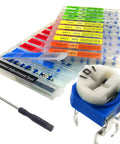 All In One Potentiometer Kit With 19 Values, 152 Pieces, 6mm RM065 Linear Taper Rotary Variable Resistors, 100 Ohm To 150K Ohm Range