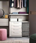 Three Tier Hanging Wardrobe Organizer With Slick Foldable Linen Fabric And Heavy Duty Hooks For Ultimate Closet Space Saving and dorm essentials in grey.