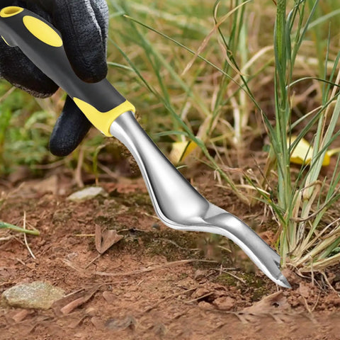 Heavy Duty Weed Puller Hand Weeder Tool With Bend Proof Leverage Base and V Shaped Forks used in garden lawn farm