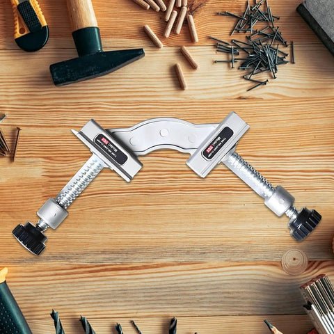 Heavy Duty Tube Clamp For Woodworking Precision Angle Positioning Jig with stainless steel build on a wooden workbench.