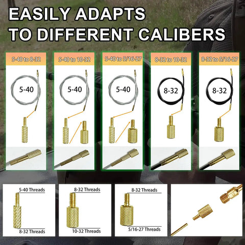 Brass Rifle And Handgun Cleaning Rod Adapter Kit With Three Thread Adapters For Bore Brushes 5-40 To 8-32 8-32 To 10-32 And 8-32 To Five Sixteenths Twenty Seven Female Threads For 22 Caliber And 12 Gauge Bore Cleaning Gear, brass adapters