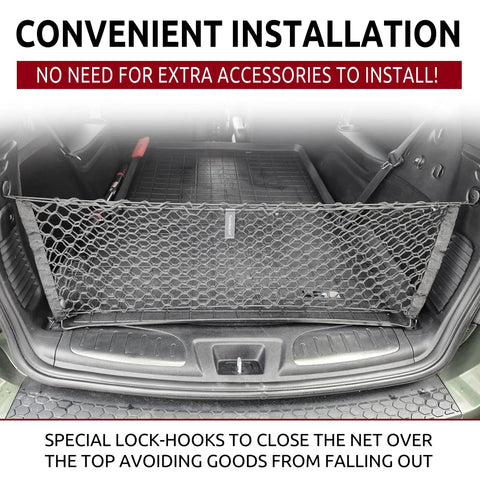 Dodge Durango Trunk Mesh Cargo Net Envelope Style For SUVs 1998 2026 installed in trunk view