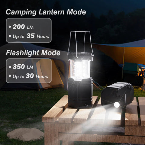 Hand Crank Solar Camping Lantern With 3000mAh Battery, Ultra Bright LED Torch, USB Rechargeable, on table in campsite