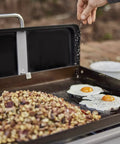 Cooking breakfast with Griddle Essential 5 Piece Tool Set With Spatula Flexible Spatula Scraper And Two Squeeze Bottles