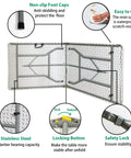 Diagram of Beefy Six Foot Folding Table With Handle Portable 330Lb Capacity HDPE Top detailing features like non-slip caps and safety locks