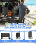 Person loading All Terrain Beach Wagon With 9 Inch Inflatable Tires, Heavy Duty Foldable Cart For Sand into car trunk.