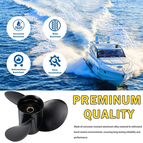 Upgrade Aluminum Boat Propeller 10.3 Diameter 13 Pitch Right Hand 14 Spline Hub For BRP Johnson EVINRUDE OMC Stern Drive 15 To 35HP OEM Replacement Ref 778863 High Performance Beefed Up Outboard Prop