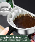 Close-up of coffee grounds in filter basket of 12 Cup Commercial Coffee Maker With Dual Warmers For Offices And Break Rooms