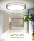 18 Inch Round Flush Mount Ceiling Light Fixture With 3 CCT Dimmable LED Energy Star ETL Listed 28W 2230 Lumens 120V installed in hallway