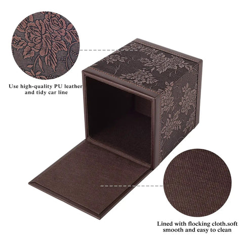 Cool Leather Tissue Box Holder With Magnetic Bottom Modern Square Cover, durable MDF and soft leather finish, open side view
