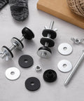 Heavy Duty Universal Toilet Tank To Bowl Bolt Kit 12 Piece Bulk Set with stainless steel screws, nuts, and rubber gaskets.