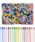 200 Pcs Bulk Ball Bead Chain Keychain Kit 4.7 Inch Metal Dog Tag Chains With Connectors For Hanging Decor And DIY Crafts Iron Material Durable 2.4 Mm Bead Chain, assorted colors in tray