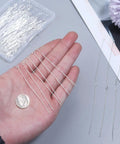 200 Pcs 70mm 21 Gauge Straight Eye Pins For Jewelry Making Silver Color Ball Head Pins For DIY Earrings Bracelets Necklaces Pendants Christmas Crafts, silver pins in hand