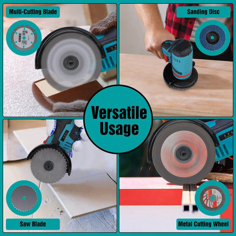 Cordless 3 Inch Mini Angle Grinder Kit With 2 Batteries And 7 Cutting Discs, 19000 RPM, 12V Portable Grinding Tool for versatile use.