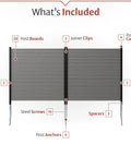 Two Panel Vinyl Outdoor Privacy Screen No Dig Kit For Concealing Trash Bins And AC Units Full Coverage Charcoal 3.5ft High By 3.5ft Wide Per Panel Each 43in H By 42in W components included