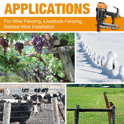 Applications of Pneumatic Fencing Stapler For 10.5 Gauge Staples 1 9 16 Inch Beast Of A Tool in vineyard, snow, and livestock fencing