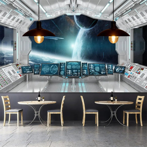 3D Spaceship Peel and Stick Wall Murals for Kids Room Large 141.7 by 98.4 Inches Self Adhesive Vinyl Space Poster Universe Galaxy Theme