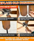 Rock Solid Half Inch Rubber Grommet Kit For Ceiling Fan Blades Anti Vibration Bushings to Hush the Rattle and Smooth Out That Wobble Premium Wood Fan Replacement Parts Set Of Eighteen installation process on ceiling fan.