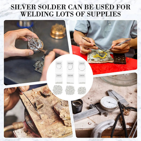 Silver Jewelry Solder Chips And Wires Kit 330 Pieces Of Fine Silver Precut Solder Chips 2x2 Mm And 3 Soft Medium Hard Silver Solder Wires For Slick Easy Jewelry Making Repairs And Restoration used for metalwork and jewelry repair