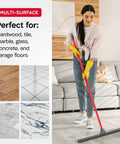Heavy Duty 24 Inch Floor Squeegee For Concrete And Commercial Spaces Featuring An Effortless Grip Push And Pull Handle in use.