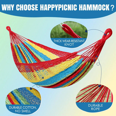Handwoven Mayan Hammock With Carry Bag Big Family Size Portable Rope Hammock colorful multicolor for two people