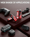 Various electronics powered by Rechargeable AA Lithium Batteries With 12 Slot Charger, 12 Pack 3600mWh Li Ion AAs, 2000+ Cycles, Red