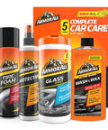 All In One Car Cleaning Kit With Wash And Wax Glass Wipes Tire Foam And Protectant Four Piece Auto Detailing Set image