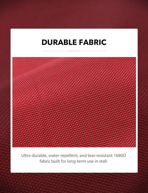 Close-up of red 1680D polyester fabric used in Stall Guard For Horse Barn With Adjustable Straps And Sturdy Spring Hooks Included Water Resistant