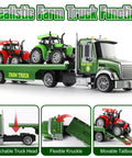 Massive 27 Inch Friction Powered Semi Truck Playset With Two Tractors Farm Vehicle Set loaded on detachable trailer