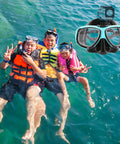 Myopia Friendly Dry Snorkel Gear With Detachable Camera Mount, Anti Fog Mask And Dry Top Snorkel, Royal Blue Minus Four Diopter Lens