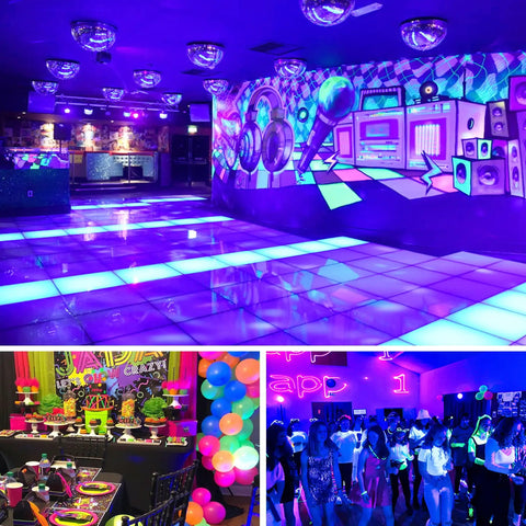 Glow party with Two Pack LED Black Light Bar Set for Glow Parties IP65 Waterproof Ultraviolet Lights 385 to 400 Nm effect