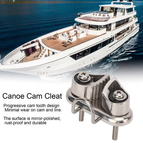 Cam Cleat With Wire Leading Ring, 316 Stainless Marine Grade Mirror Polished Boat Rope Cleat For 10mm Line shown with yacht