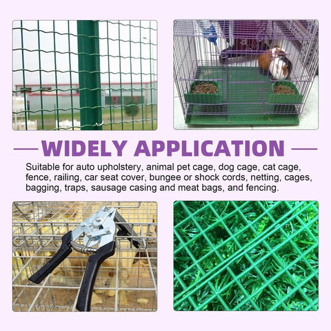 Badass Upholstery Hog Ring Pliers With Type M Hog Nail Rings Assortment Kit for animal cage setup and fencing applications.