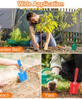 Two Pack Mini Colorful Metal Garden Shovels Set 11 Inch Hand Trowels for Planting Transplanting in use in various settings