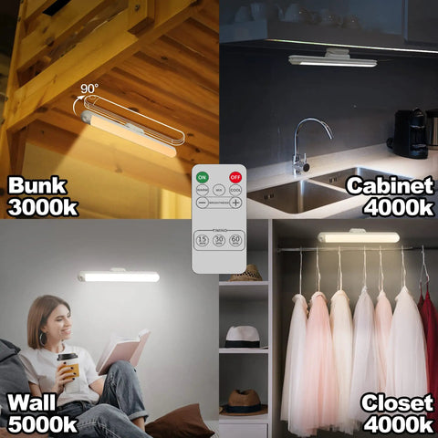 Rechargeable Touch Light Bar With Remote Dimmable LED Mirror Lights for various uses in bunk, cabinet, wall, closet.