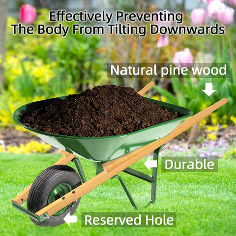 Wood Replacement Wheelbarrow Handles Kit With 304 Stainless Nuts And Bolts, Includes 2 Wedges, Tough Seal Coat, And Pre-Drilled Holes