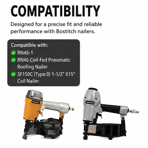 Rubber Bumper For RN46 SF150C Coil Fed Roofing Nailer Replaces 149803 191777 Piston Repair Kit compatibility chart with nailers